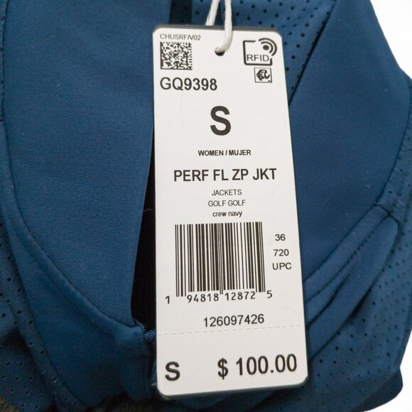 Adidas Crew-Navy Perforated Full-Zip Golf Jacket | NWT Women’s S - Picture 2 of 14